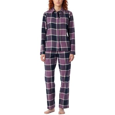 Schiesser Damespyjama set lang met knoopsluiting, zacht katoen geselecteerde premium warme pyjamaset, Nachtblauw_181991, 42 Schiesser Damespyjama set lang met knoopsluiting, zacht katoen geselecteerde premium warme pyjamaset, Nachtblauw_181991, 42