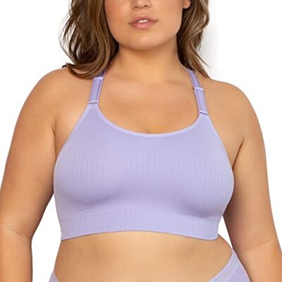 Curvy Couture Dames Smooth Naadloze Comfort Wire Free Long Line BH BH, Lavender Mist, 3XL Curvy Couture Dames Smooth Naadloze Comfort Wire Free Long Line BH BH, Lavender Mist, 3XL