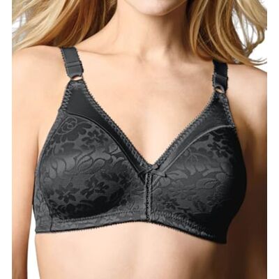 Bali Draadloze kanten beha, met dubbele ondersteuning, voor dames, met bandjes die op hun plaats blijven, volledige dekking, Zwart, 95B Bali Draadloze kanten beha, met dubbele ondersteuning, voor dames, met bandjes die op hun plaats blijven, volledige dekking, Zwart, 95B