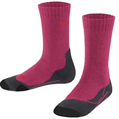 FALKE Uniseks-kind Wandelsokken TK2 K So wol functioneel materiaal anti-blaar dik 1 paar, Rood Rose 8564, 31-34 FALKE Uniseks-kind Wandelsokken TK2 K So wol functioneel materiaal anti-blaar dik 1 paar, Rood Rose 8564, 31-34