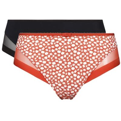 DIM Generous Classic damesslipje en comfort, 2 stuks, Retro Daisy/Zwart, S DIM Generous Classic damesslipje en comfort, 2 stuks, Retro Daisy/Zwart, S