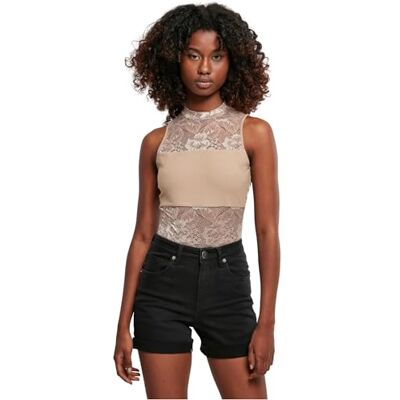 Urban Classics Dames Ladies Laces Body T-Shirt, Softtaupe, XL Urban Classics Dames Ladies Laces Body T-Shirt, Softtaupe, XL