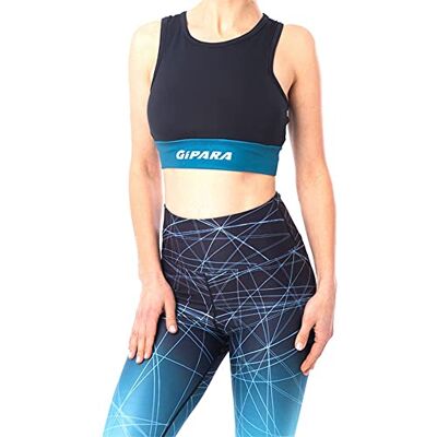 GIPARA FITNESS Gipara Emma Sportbeha voor dames, figuurbenadrukkend, gewatteerd bovendeel met ingenaaide cups, vochtregulatie, ademend weefsel, zwart/groen, zwart/groen., M GIPARA FITNESS Gipara Emma Sportbeha voor dames, figuurbenadrukkend, gewatteerd bovendeel met ingenaaide cups, vochtregulatie, ademend weefsel, zwart/groen, zwart/groen., M