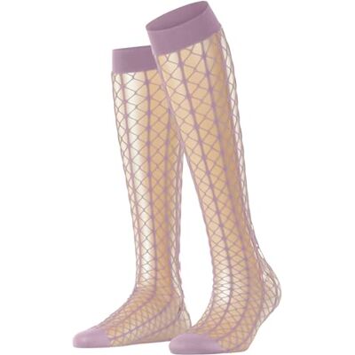 FALKE Dames Kniekousen Paradise Net W Kh transparent gedessineerd 1 paar, Roze Shell Pink 8045, 39-42 FALKE Dames Kniekousen Paradise Net W Kh transparent gedessineerd 1 paar, Roze Shell Pink 8045, 39-42