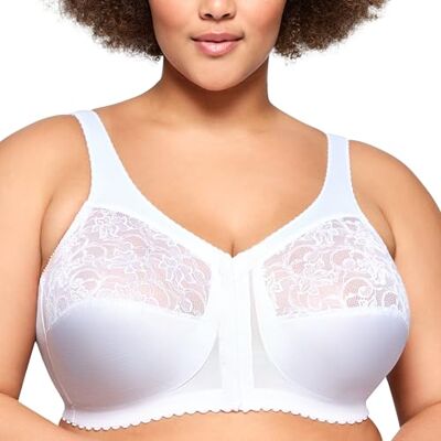 Glamorise Women's Magic Lift Volledige Figuur Ondersteuning Front Close Soft Cup Dagelijkse BH, Wit, 90C Glamorise Women's Magic Lift Volledige Figuur Ondersteuning Front Close Soft Cup Dagelijkse BH, Wit, 90C