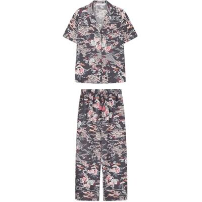 women'secret Pyjama met korte mouwen Mix and Match Oosterse set voor dames, Grijze print, M women'secret Pyjama met korte mouwen Mix and Match Oosterse set voor dames, Grijze print, M