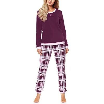 Merry Style Dames Pyjama MS10-168 (Bordeaux/Geruit, XL) Merry Style Dames Pyjama MS10-168 (Bordeaux/Geruit, XL)