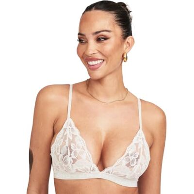 Frank Dandy Fab-u-Lace draadloze beha: zachte en rekbare kant voor ultiem comfort en ondersteuning, ecru, L Frank Dandy Fab-u-Lace draadloze beha: zachte en rekbare kant voor ultiem comfort en ondersteuning, ecru, L