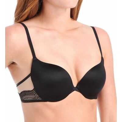 Maidenform Vrouwen Love to Lift-Fishnet Plunge Push Up Everyday BH, Zwarte W/Body Beige Voering, 75B Maidenform Vrouwen Love to Lift-Fishnet Plunge Push Up Everyday BH, Zwarte W/Body Beige Voering, 75B