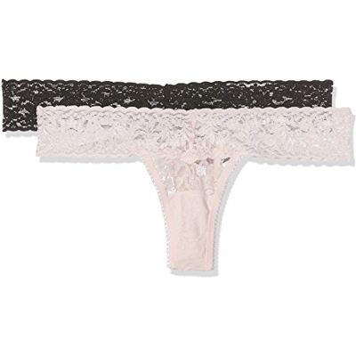 Sylvie Flirty Lingerie Aki String voor dames, 2 stuks, zwart/roze, one size, Zwart/Roos, one size Sylvie Flirty Lingerie Aki String voor dames, 2 stuks, zwart/roze, one size, Zwart/Roos, one size