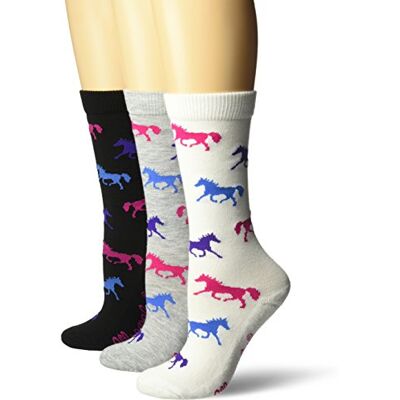 Wrangler Dames Dames Horse Crew Sokken 3 Paar Pack, Wit/Zwart/Grijs, Medium Wrangler Dames Dames Horse Crew Sokken 3 Paar Pack, Wit/Zwart/Grijs, Medium