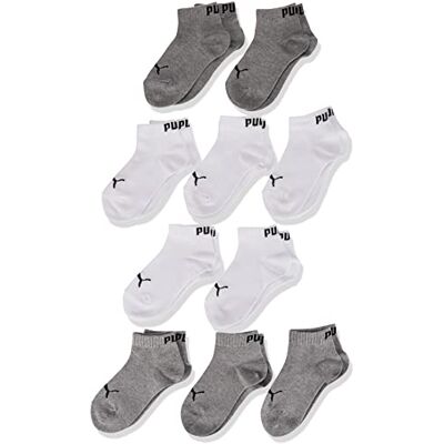 PUMA Unisex Kid's Quarter (Pack van 10), grijs/wit, 31/34 PUMA Unisex Kid's Quarter (Pack van 10), grijs/wit, 31/34
