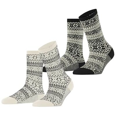ESPRIT Dames Sokken Sami Pattern Double Pack W So katoen gedessineerd 2 paar, Veelkleurig Black Off-White Mix 0010, 35-38 ESPRIT Dames Sokken Sami Pattern Double Pack W So katoen gedessineerd 2 paar, Veelkleurig Black Off-White Mix 0010, 35-38