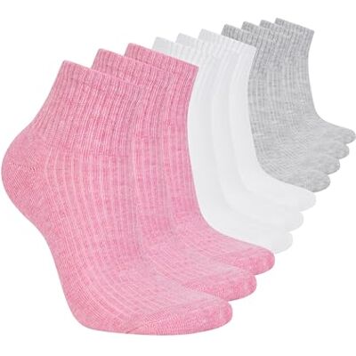 Skechers Dames 10 Pack Cushioned Quarter Crew sokken, Pink Heather Multi, 42-44,5 EU, Pink Heather Multi, 42-44.5 EU Skechers Dames 10 Pack Cushioned Quarter Crew sokken, Pink Heather Multi, 42-44,5 EU, Pink Heather Multi, 42-44.5 EU