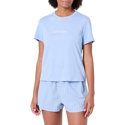 Calvin Dames S/S TEE SHORT SET LV00QS7576 Set, Blauw (FROZEN FJORD W TRAIL STREEP), M, Blauw (Frozen Fjord W Trail Stripe), M Calvin Dames S/S TEE SHORT SET LV00QS7576 Set, Blauw (FROZEN FJORD W TRAIL STREEP), M, Blauw (Frozen Fjord W Trail Stripe), M