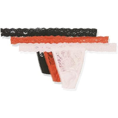 Sylvie Flirty Lingerie Dames Abby String (verpakking van 3), zwart/poederroze/flamingo roze, Eén Maat grote maten Sylvie Flirty Lingerie Dames Abby String (verpakking van 3), zwart/poederroze/flamingo roze, Eén Maat grote maten