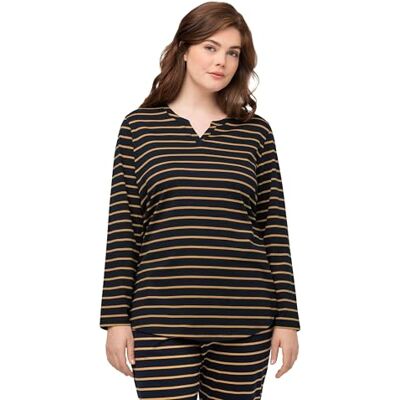 Ulla Popken Pyjamashirt, 1/1 Mouw Met Yarndyed Stripes dames pyjama's Ulla Popken Pyjamashirt, 1/1 Mouw Met Yarndyed Stripes dames pyjama's