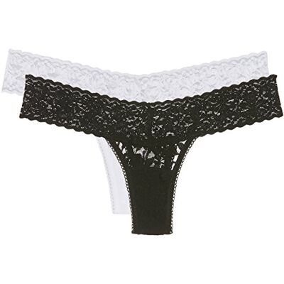 Sylvie Flirty Lingerie AKI String voor dames (Pack van 2), Zwart/Wit, one size Sylvie Flirty Lingerie AKI String voor dames (Pack van 2), Zwart/Wit, one size