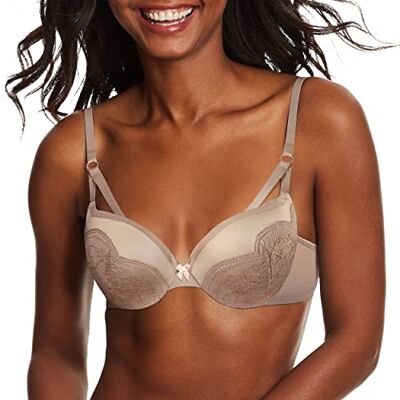 Maidenform Push-up BH voor dames, Avond Blush/Crème Strappy Kant, 75C Maidenform Push-up BH voor dames, Avond Blush/Crème Strappy Kant, 75C
