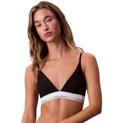 Calvin Ongevoerde driehoekige bralette voor dames met onderband met logo, Zwart (zwart), M Calvin Ongevoerde driehoekige bralette voor dames met onderband met logo, Zwart (zwart), M