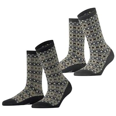 ESPRIT Dames Sokken Scandinavian Multipack W So katoen gedessineerd 2 paar, Zwart Black 0050, 35-38 ESPRIT Dames Sokken Scandinavian Multipack W So katoen gedessineerd 2 paar, Zwart Black 0050, 35-38