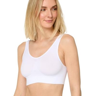 Nur Die Soft Comfort beha, bustier, naadloos zonder beugel, beugelloze beha, slaapbralette met brede bandjes, naadloos, voor dames en meisjes, wit, 40-42 Nur Die Soft Comfort beha, bustier, naadloos zonder beugel, beugelloze beha, slaapbralette met brede bandjes, naadloos, voor dames en meisjes, wit, 40-42
