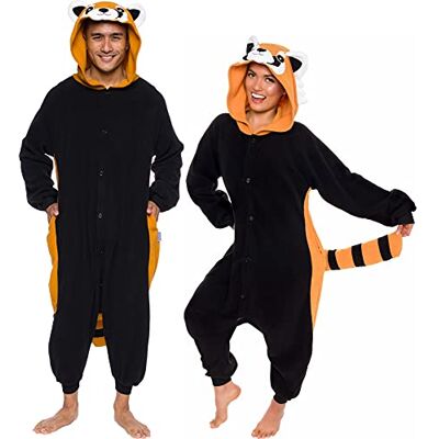 Funziez! Silver Lilly Unisex Volwassen Pyjama Pluche Een Stuk Cosplay Rode Panda Dierenkostuum (Zwart/Oranje, Small) Funziez! Silver Lilly Unisex Volwassen Pyjama Pluche Een Stuk Cosplay Rode Panda Dierenkostuum (Zwart/Oranje, Small)
