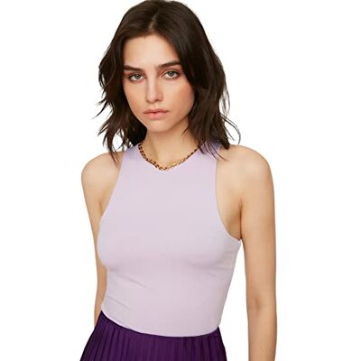 Trendyol Effen gebreide bodysuit voor dames, Paars, XL Trendyol Effen gebreide bodysuit voor dames, Paars, XL