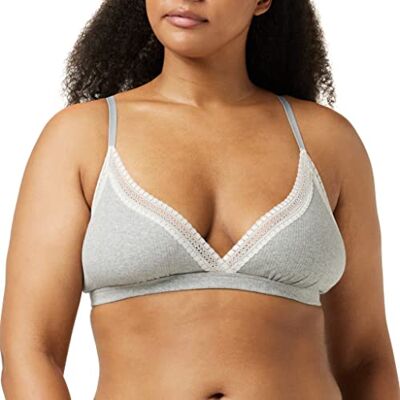 Sloggi Go-bralette met ribbels voor dames, medium grijs gemêleerd (M033), M Sloggi Go-bralette met ribbels voor dames, medium grijs gemêleerd (M033), M