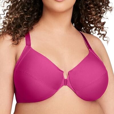 Glamorise 1247 Wonderwire-beha met beugels voor dames, met voorsluiting, plus-size, Bessen, 80C Glamorise 1247 Wonderwire-beha met beugels voor dames, met voorsluiting, plus-size, Bessen, 80C