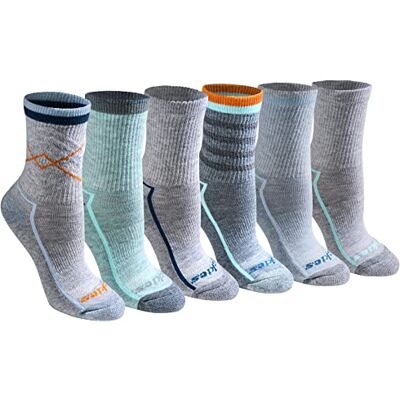 Dickies Dri-tech Advanced Moisture Wicking Mid Crew Sokken voor dames (6 paar) (M), Blauw Assorti (6 paar), Medium Dickies Dri-tech Advanced Moisture Wicking Mid Crew Sokken voor dames (6 paar) (M), Blauw Assorti (6 paar), Medium