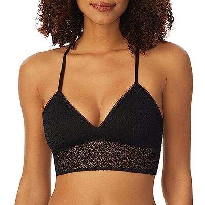 DKNY Dames moderne kanten racerback longline bralette beha, Zwart, XL DKNY Dames moderne kanten racerback longline bralette beha, Zwart, XL