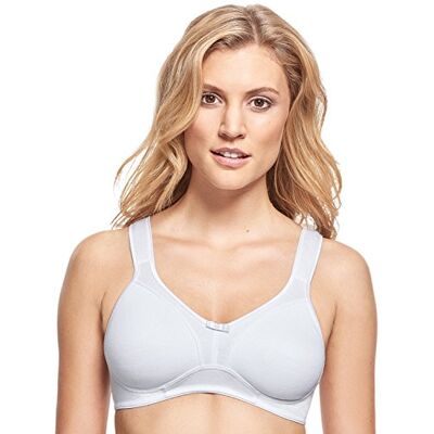 Susa Basics ondersteuningsbeha van katoen, zonder beugel, voor dames, met voorgevormde cups en ontlastingsbandjes, ontlasting van rug, nek, schouders, wit, 75B Susa Basics ondersteuningsbeha van katoen, zonder beugel, voor dames, met voorgevormde cups en ontlastingsbandjes, ontlasting van rug, nek, schouders, wit, 75B