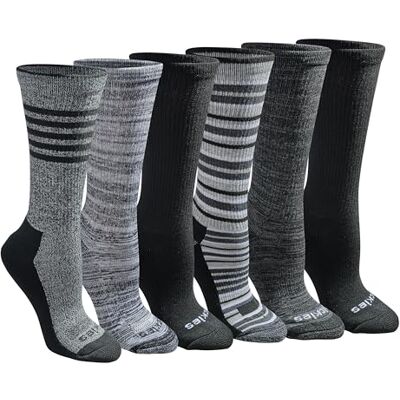 Dickies Dri-tech Moisture Control Crew Sokken Multipack voor dames, Zwarte streep (6 paar), X-Large Dickies Dri-tech Moisture Control Crew Sokken Multipack voor dames, Zwarte streep (6 paar), X-Large