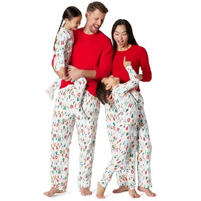 Amazon Essentials Pyjama van flanel en lange mouwen, Feestelijke verlichting, XXL Amazon Essentials Pyjama van flanel en lange mouwen, Feestelijke verlichting, XXL