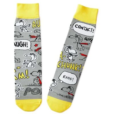 Hallmark PEANUTS SNOOPY sokken, pinda's geschenken, SNOOPY geschenken, nieuwigheid sokken, grijs, geel Hallmark PEANUTS SNOOPY sokken, pinda's geschenken, SNOOPY geschenken, nieuwigheid sokken, grijs, geel