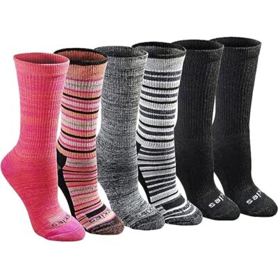 Dickies Women's Dri-tech Moisture Control Crew Socks Multipack, Stripe (6 Pairs), Shoe Size: 10-13 Dickies Women's Dri-tech Moisture Control Crew Socks Multipack, Stripe (6 Pairs), Shoe Size: 10-13
