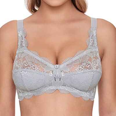 Susa Latina, beha voor dames, zonder beugel, met genaaide cups en in lengte verstelbare bandjes, ideale grip, haaksluiting, grijs (024), 80F Susa Latina, beha voor dames, zonder beugel, met genaaide cups en in lengte verstelbare bandjes, ideale grip, haaksluiting, grijs (024), 80F