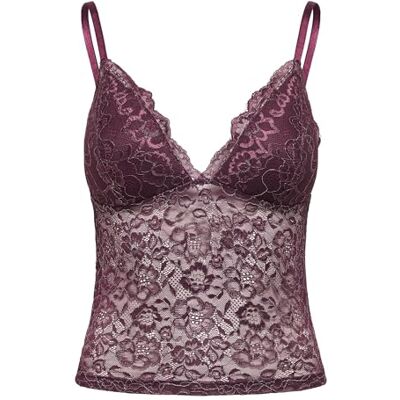 ONLY Dames Onlchloe Lace Glitter Singlet Top Acc, Winetasting, S, Winetasting, S ONLY Dames Onlchloe Lace Glitter Singlet Top Acc, Winetasting, S, Winetasting, S