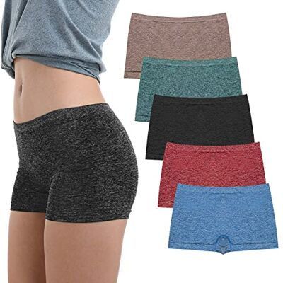 LALESTE Boyshort voor dames, volledige dekking, naadloos slipje, zachte stretch boxerslip, 5 stuks, B002, S LALESTE Boyshort voor dames, volledige dekking, naadloos slipje, zachte stretch boxerslip, 5 stuks, B002, S