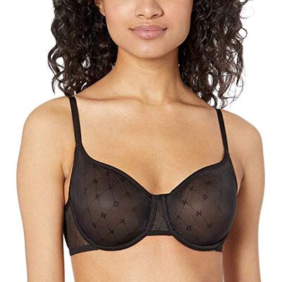 DKNY Dames Monogram Mesh ongevoerde Demi BH, Zwart, 75A DKNY Dames Monogram Mesh ongevoerde Demi BH, Zwart, 75A