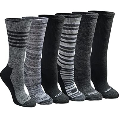 Dickies Women's Dri-Tech Fashion Moisture Control Crew Socks (5/6/12 Pairs) (S-XL), Black Stripe (6 Pairs), Large Dickies Women's Dri-Tech Fashion Moisture Control Crew Socks (5/6/12 Pairs) (S-XL), Black Stripe (6 Pairs), Large