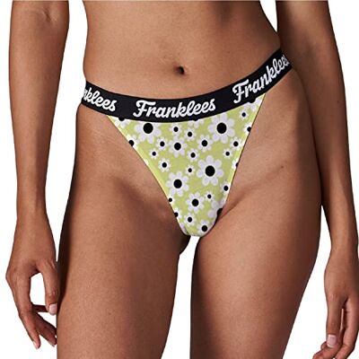 Franklees Tanga retro madeliefjes bikini stijl ondergoed voor dames, Retro madeliefjes, XS Franklees Tanga retro madeliefjes bikini stijl ondergoed voor dames, Retro madeliefjes, XS