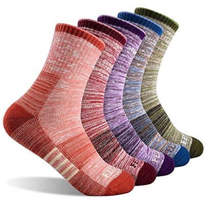 FEIDEER Wandelsokken voor dames, multi-pack outdoor recreatie sokken wicking kussen crew sokken, Medium FEIDEER Wandelsokken voor dames, multi-pack outdoor recreatie sokken wicking kussen crew sokken, Medium