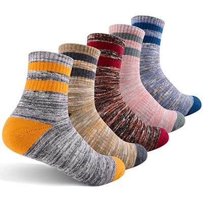 FEIDEER Wandelsokken voor dames, multi-pack outdoor recreatie sokken wicking kussen crew sokken, Grijs Roze/Grijs Blauw/Grijs Geel/Grijs Rood/Grijs, Medium FEIDEER Wandelsokken voor dames, multi-pack outdoor recreatie sokken wicking kussen crew sokken, Grijs Roze/Grijs Blauw/Grijs Geel/Grijs Rood/Grijs, Medium