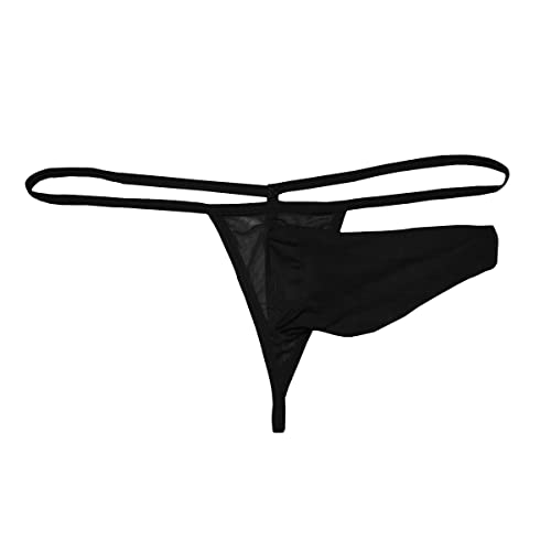 VemeFufu String voor heren, sexy, hot, chic, erotisch, olifant, transparant, string, mankini, ondergoed voor mannen, Zwart, One size