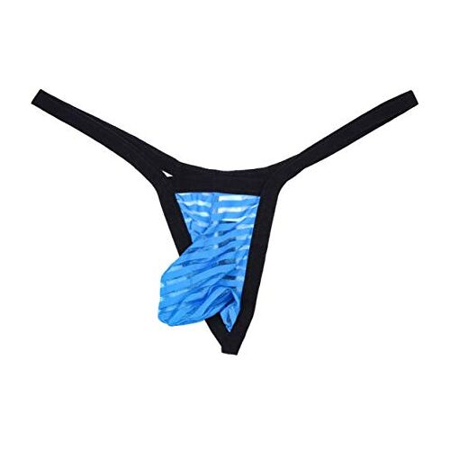 lclvld Heren slips mesh string mannen tanga mini string lage taille G-string ademend ondergoed erotische lingerie slipje, blauw, M