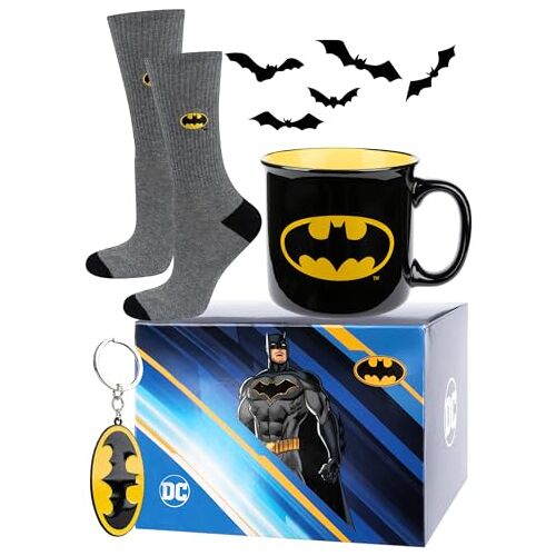 soxo DC Comics Batman Superman Sokken Heren + Mok + Sleutelhanger Cadeau Voor Mannen Socks Men 40-45 Batman