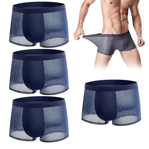 EOQIFJM Boxhero Bamboevezel Boxershorts, 4/8 stuks Drop Daddy Bamboe Boxershorts, Boxhero Boxershorts Bamboe, Box Hero Bamboe Boxershorts Heren, voor de hele dag comfort (XL,Blue 4 PCs)