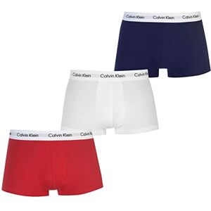 Calvin Boxershorts heren 3p Low Rise Trunk , Wit/Rood Ginger/Pyro Blauw , XL Calvin Boxershorts heren 3p Low Rise Trunk , Wit/Rood Ginger/Pyro Blauw , XL
